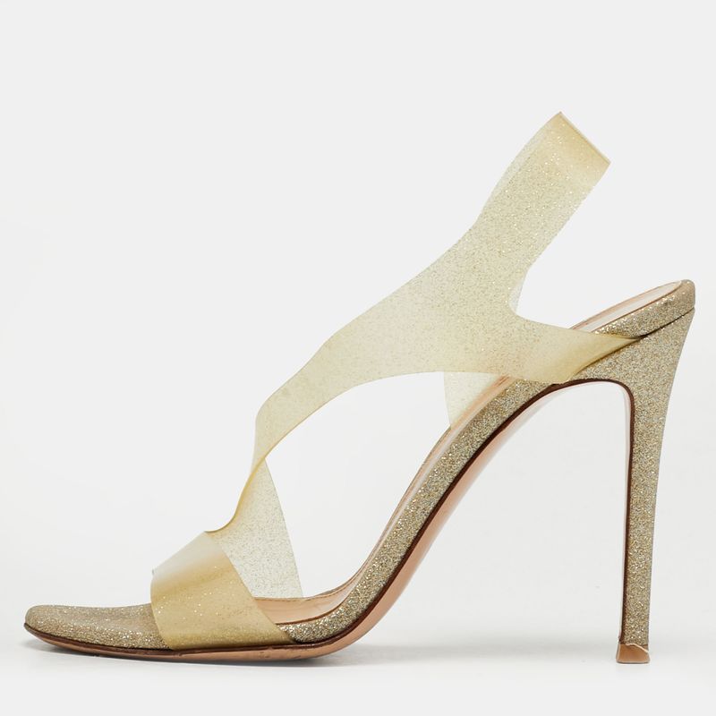 Gianvito Rossi Metropolis Size 37 Metallic/Transparent Glitter And Pvc